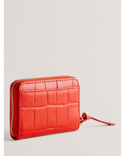 Ted Baker Red Wesmin Small Croc Effect Leather Purse