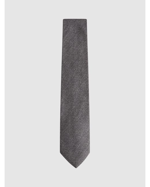 Reiss White Cres Brushed Herringbone Tie for men