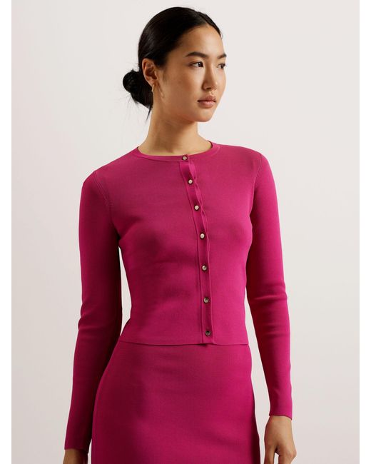 Ted Baker Pink Brylle Fitted Cropped Cardigan