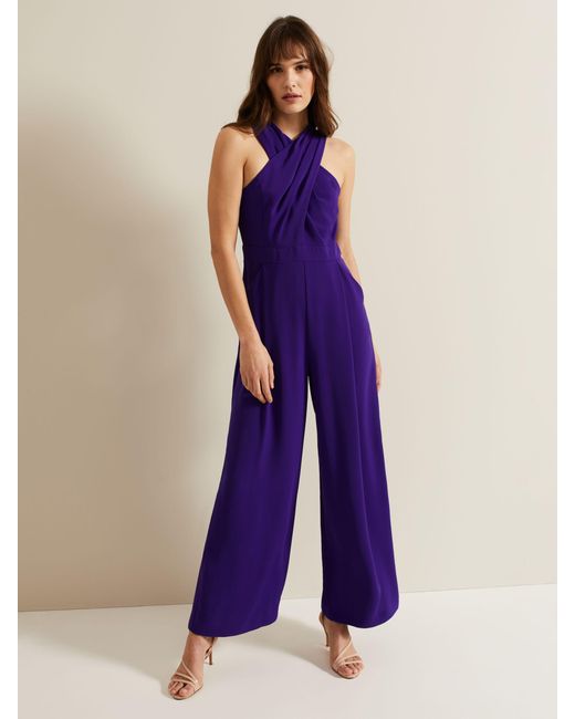 Phase Eight Purple Giorgia Crossover Neck Jumpsuit