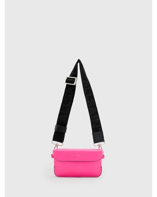 AllSaints Pink Zoe Leather Cross Body Bag