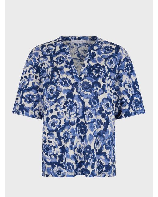 Gerard Darel Blue Monia Linen Floral T-shirt