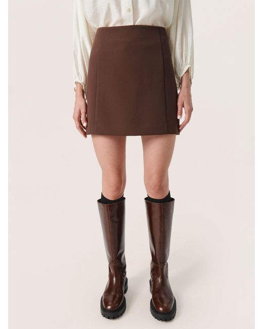Soaked In Luxury Brown Corinne A-line Silhouette Mini Skirt