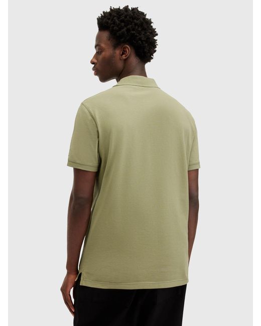 AllSaints Green Reform Short Sleeve Polo Shirt for men