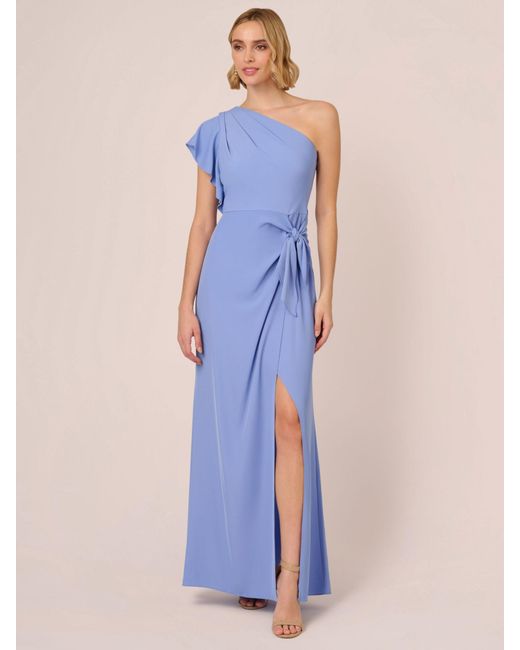 Adrianna Papell Blue One Shoulder Maxi Dress