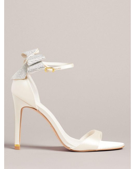 Ted Baker Natural Hemary Satin Crystal Bow Back Sandals