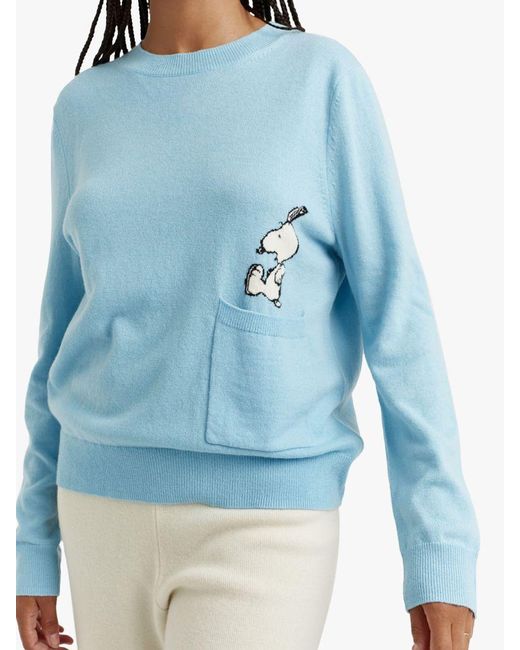 Chinti & Parker Blue Wool And Cashmere Blend Snoopy Pocket Jumper