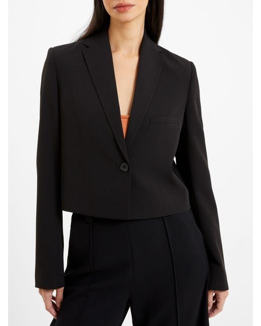 French Connection Black Echo Cropped Crepe Blazer
