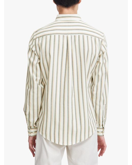 Casual Friday White Anton Long Sleeve Striped Shirt for men