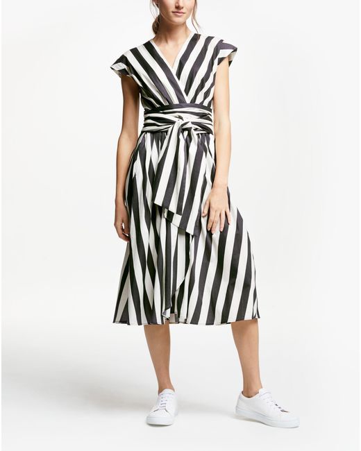 Marella Black Stripe Wrap Dress