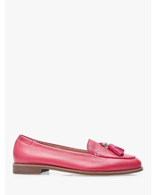 Moda In Pelle Pink Emma Rose Leather Tassel Loafers