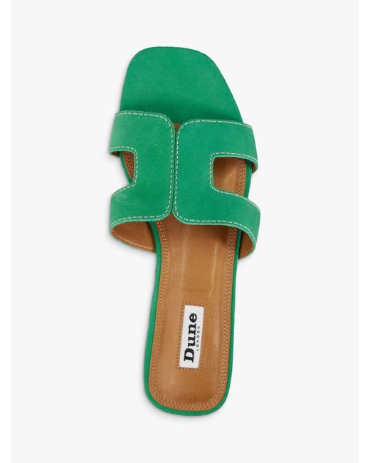 Dune Green Loupe Suede Sandals