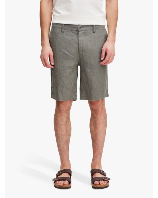 Casual Friday Gray Pandrup Linen Shorts for men