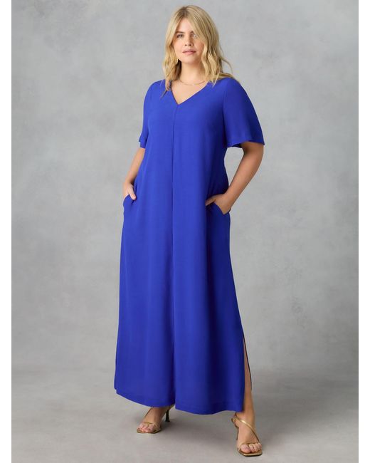 Live Unlimited Blue Curve V-neck T-shirt Maxi Dress