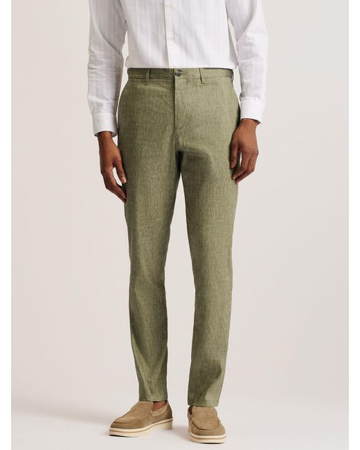 Ted Baker Green Majo Linen Blend Trousers for men