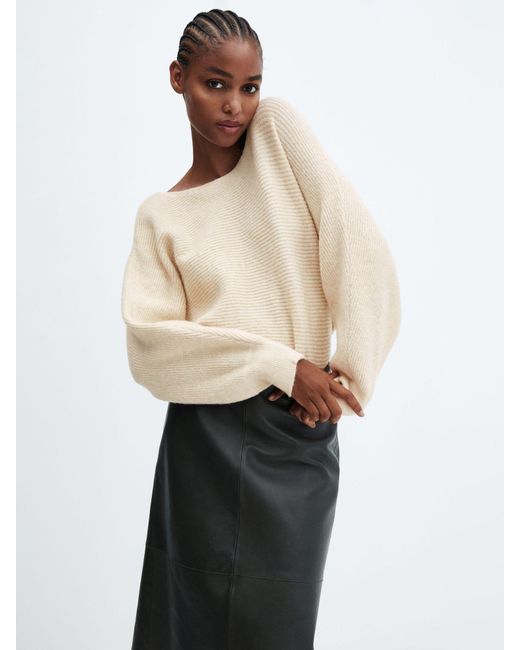 Mango Vanesa Puffed Sleeve Knit Sweater in White | Lyst UK