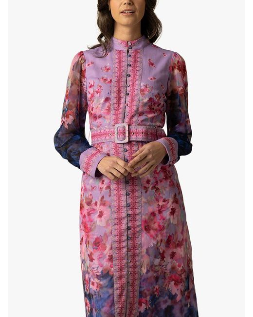 Raishma Pink Freya Floral Midi Dress
