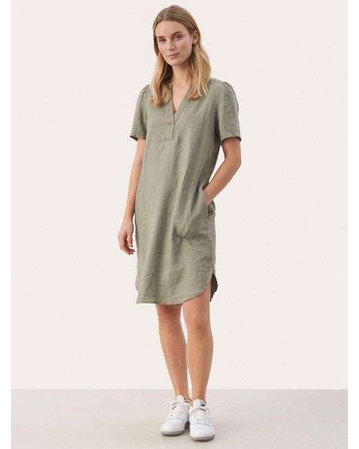 Part Two Natural Aminase Linen Short Sleeve Pocket Dress