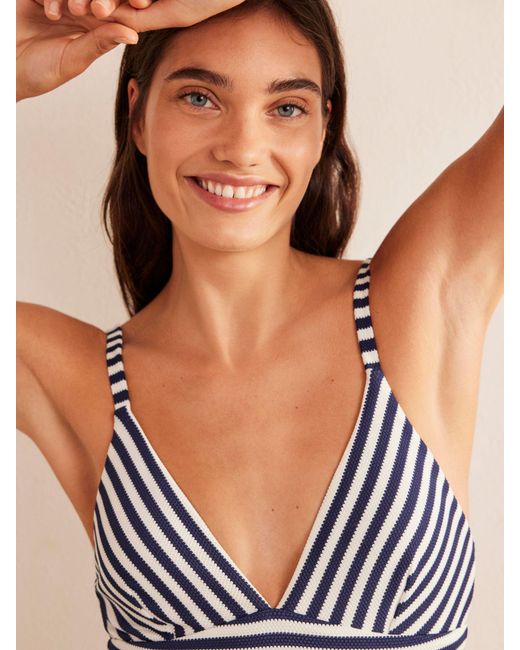 Boden Blue Arezzo Stripe V-neck Swimsuit