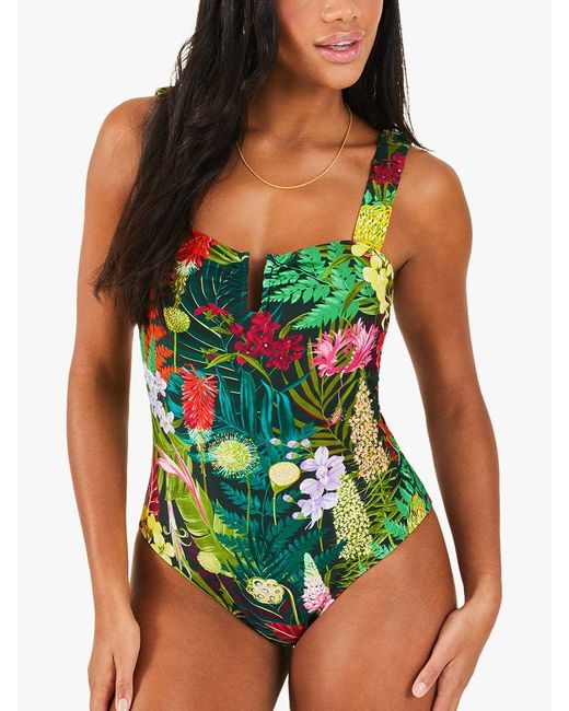 Accessorize Green Jungle Print Swimsuit