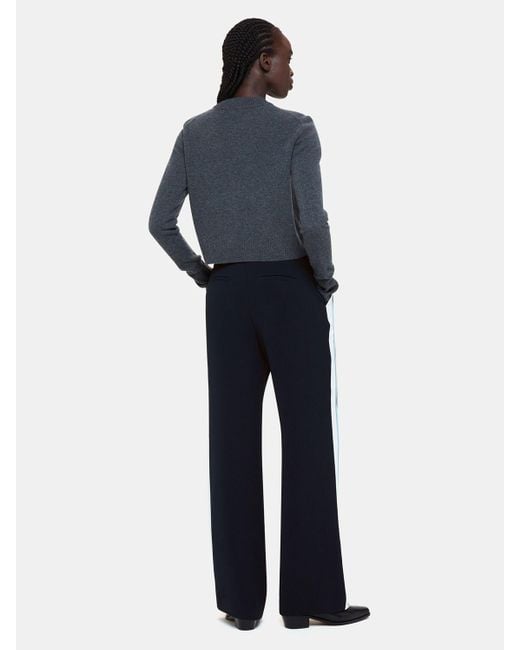Whistles Blue Crepe Side Stripe Trousers