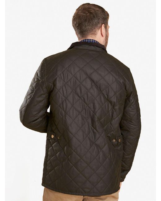 Barbour Green Waxed Quilted Funnel Neck Jacket for men
