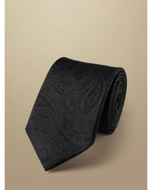 Charles Tyrwhitt Black Paisley Silk Tie for men