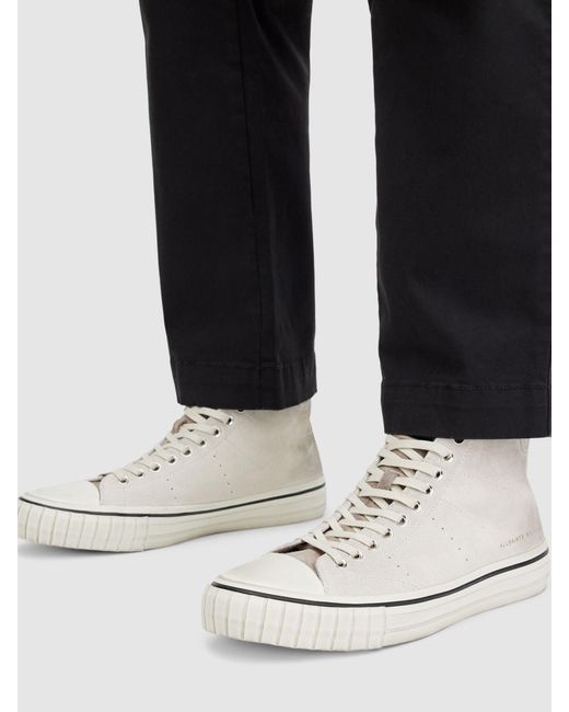 AllSaints Natural Lewis Leather High Top Trainers for men