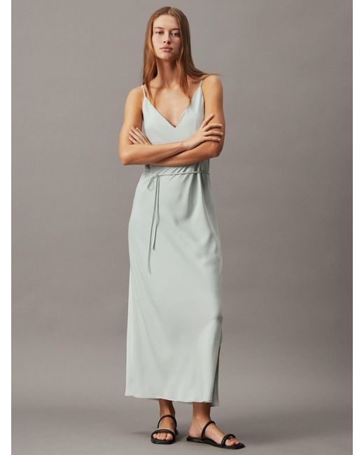Calvin Klein Gray Slip Midi Dress
