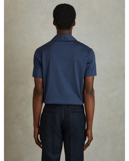 Reiss Blue Caspa Cuban Collar Short Sleeve Shirt for men