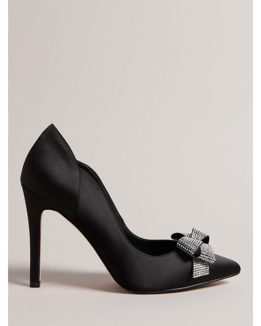 Ted Baker Black Orlilas Satin Crystal Bow Court Shoes