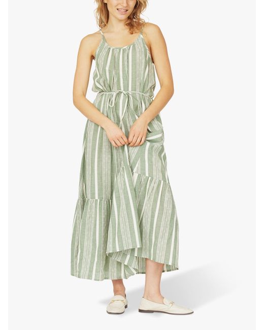 Sisters Point Green Inga Striped Summer Maxi Dress
