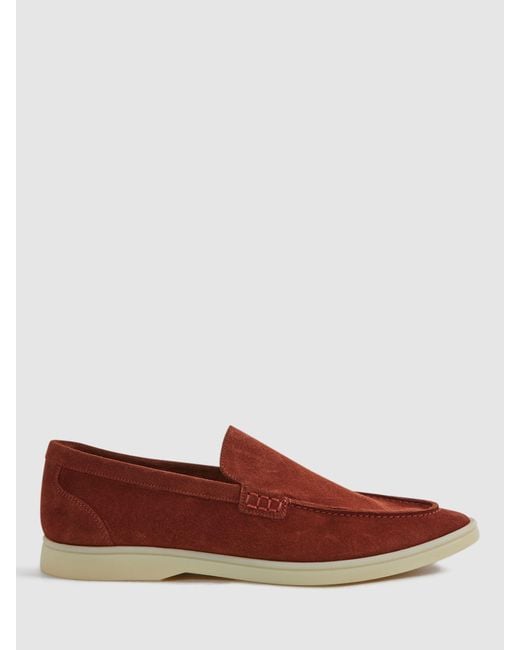 Reiss Red Kason Slip-on Suede Loafers for men