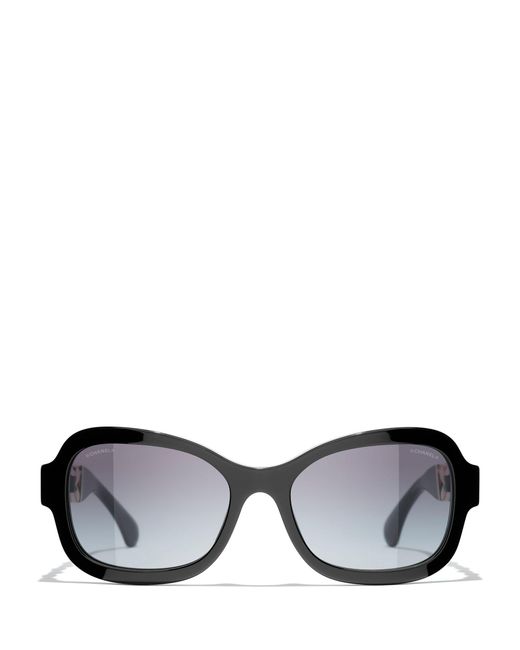 Chanel Gray Irregular Sunglasses Ch5465q Black/blue Gradient