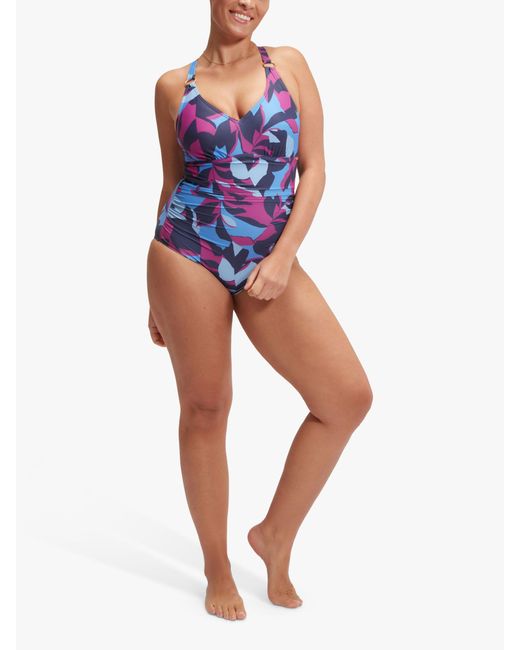 Speedo Blue Shaping Print Swimsuit