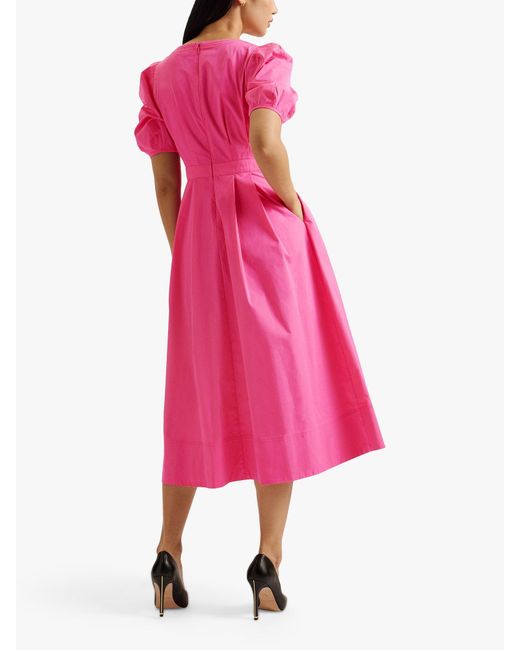 Ted Baker Pink Ledra Puff Sleeve Midi Dress