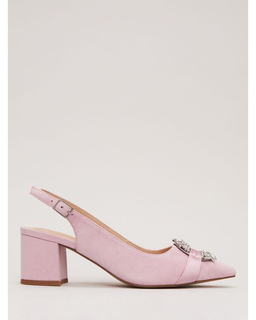 Phase Eight Pink Suede Embellished Pointed Shoes
