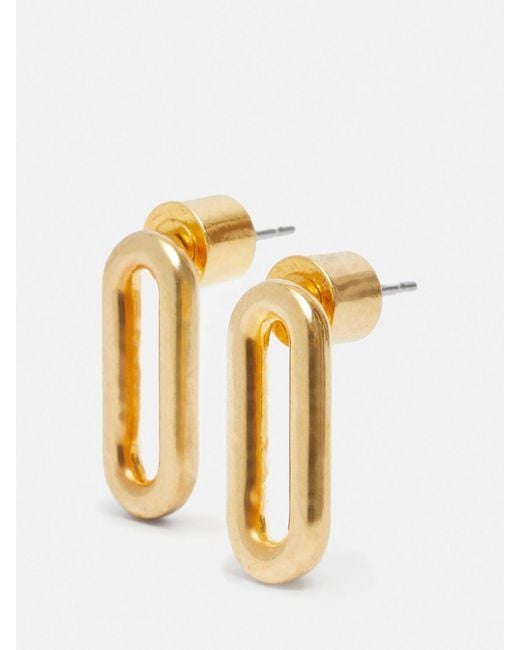 Jigsaw Metallic Small Link Stud Earrings