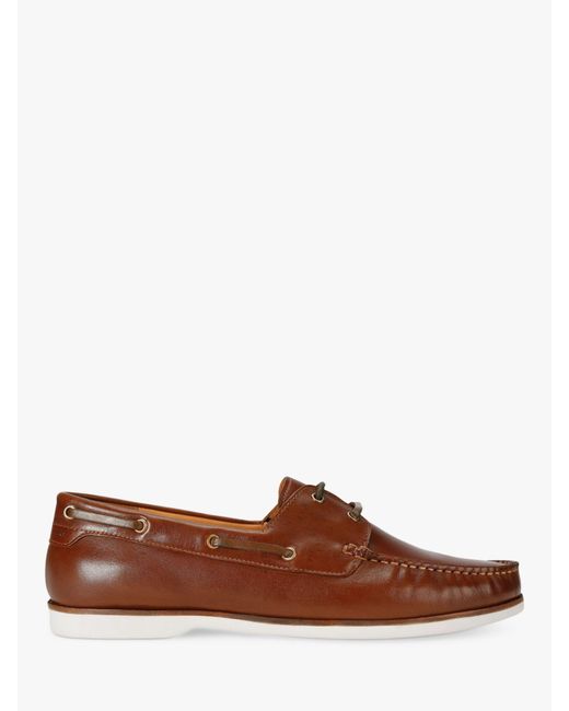 KG by Kurt Geiger Brown Venice Leather Boat Shoes for men