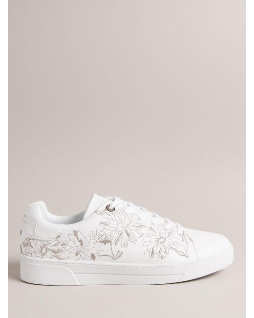 Ted Baker White Alline Low Top Leather Blend Trainers