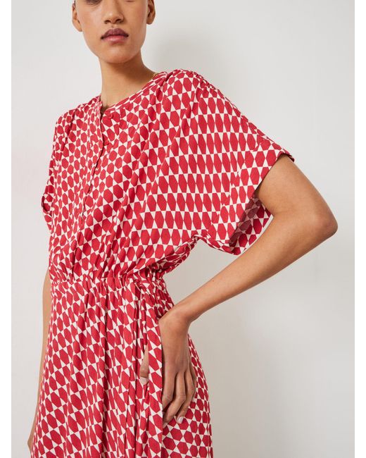 Hush Red Keisha Geometric Print Maxi Shirt Dress