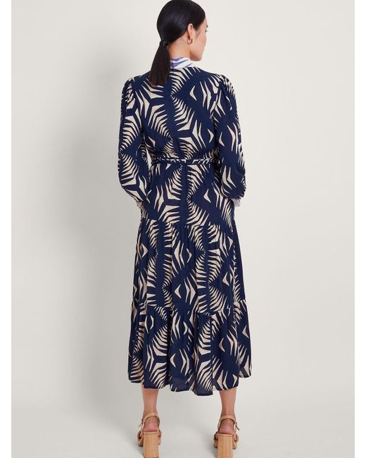 Monsoon Blue Mimi Abstract Print Midi Shirt Dress