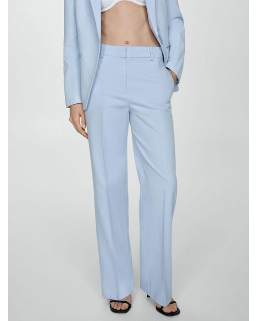 Mango Blue Malaga Lyocell Suit Trousers