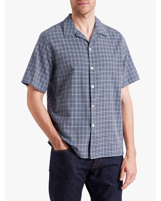 Paul Smith Blue Short Sleeve Geo Shirt for men
