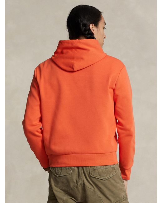 Ralph Lauren Orange Logo Double Knit Hoodie for men