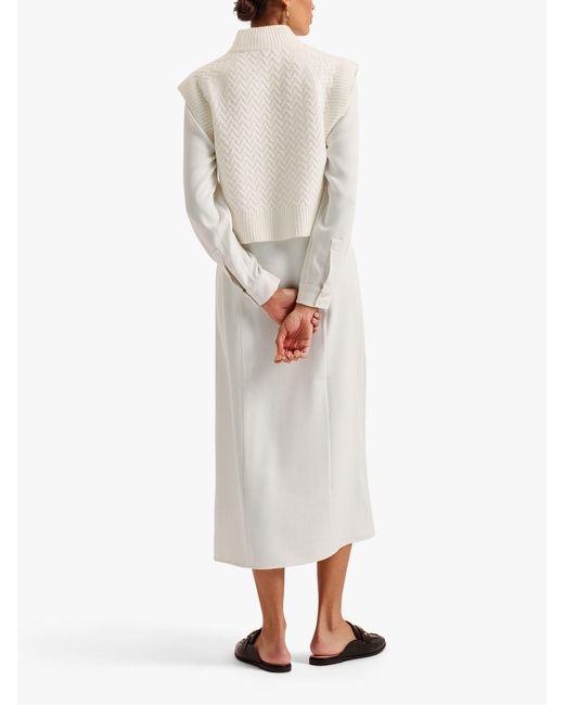 Ted Baker White Elsiiey Knit Layer Shirt Dress