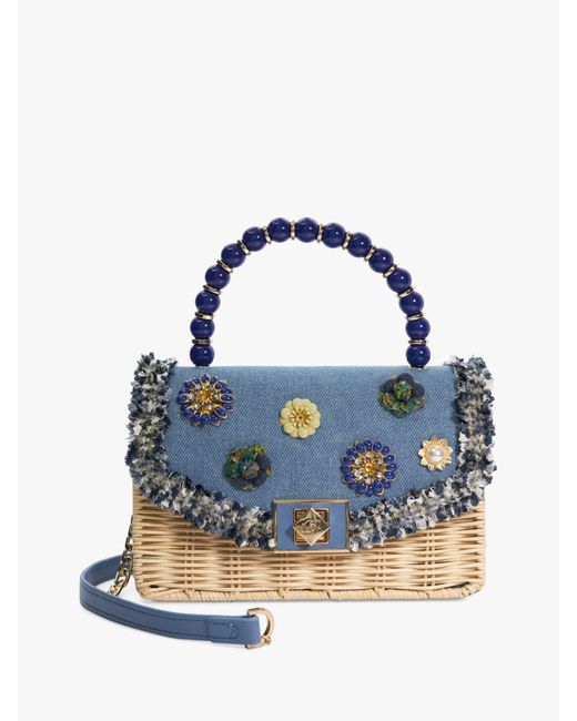 Dune Blue Blooms Floral Denim Handbag