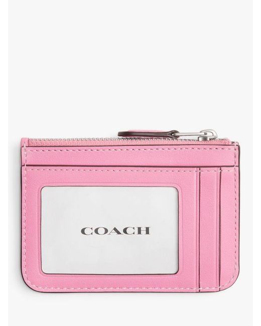COACH Pink Signature Leather Mini Id Skinny Purse