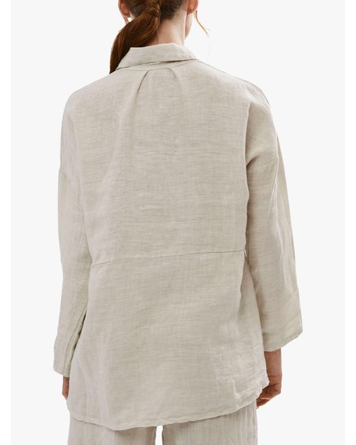 James Lakeland White Long Sleeve Linen Shirt
