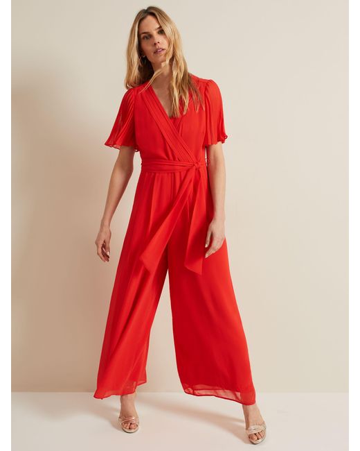 Phase Eight Red Kendall Pleat Detail Jumpsuit